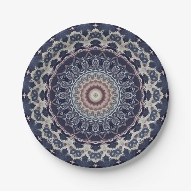 Seamless round ornamental mandala pattern arabic k paper plates (Front)