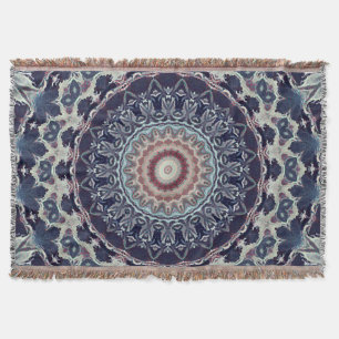 Seamless round ornamental mandala pattern arabic k throw blanket