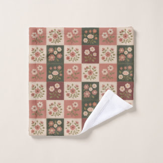 Seamless Rustic Floral Patchwork Wash Cloth