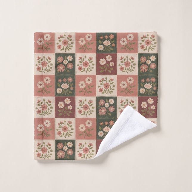 Seamless Rustic Floral Patchwork Wash Cloth (Wash Cloth)
