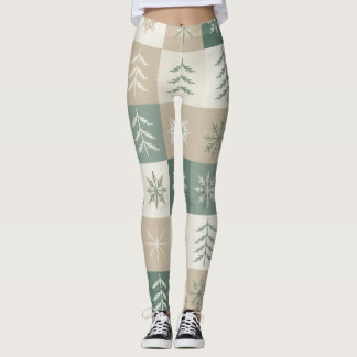 Seamless Scandinavian Christmas tree pattern Leggings