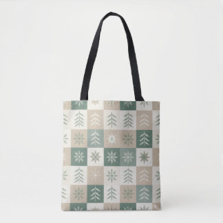 Seamless Scandinavian Christmas tree pattern Tote Bag