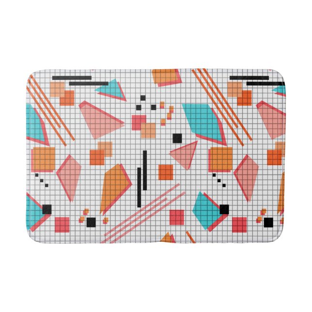 Seamless school geometric memphis shapes pattern s bath mat (Front)