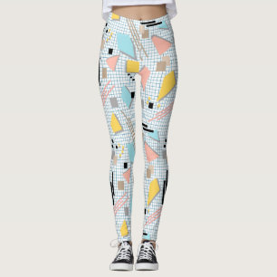 Seamless school geometric memphis shapes pattern s leggings