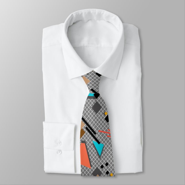 Seamless school geometric memphis shapes pattern s neck tie (Tied)