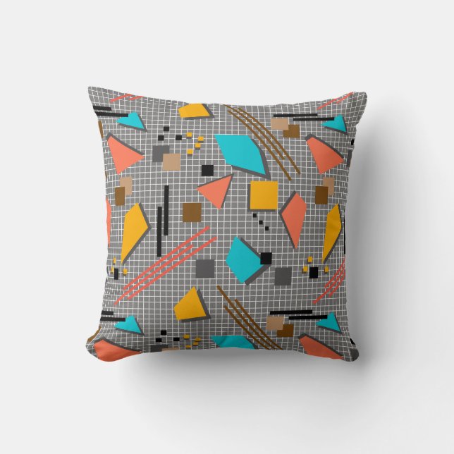 Seamless school geometric memphis shapes pattern s throw pillow (Front)