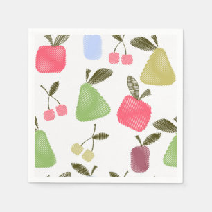 Seamless scratched cartoon fruits apples pears che napkins