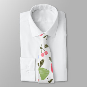Seamless scratched cartoon fruits apples pears che neck tie