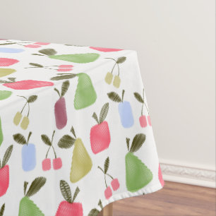 Seamless scratched cartoon fruits apples pears che tablecloth