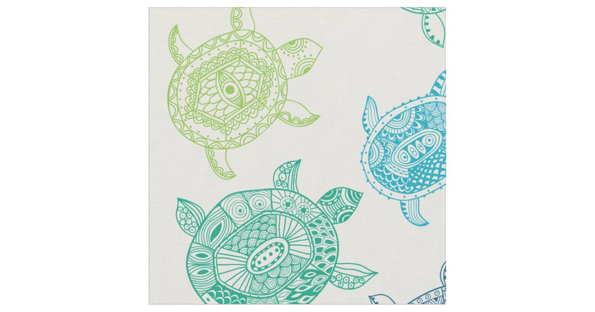 Seamless Sea Turtles Pattern Fabric | Zazzle.com
