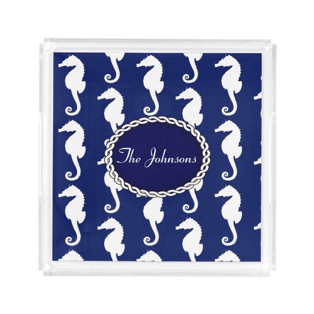Seamless Seahorse Pattern Acrylic Tray (Front)