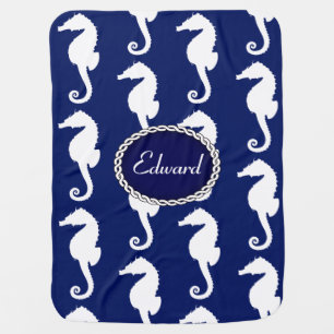 Seamless Seahorse Pattern Baby Blanket