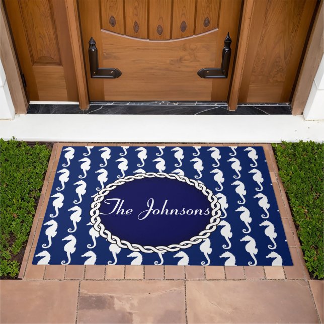 Seamless Seahorse Pattern Doormat (Outdoor)