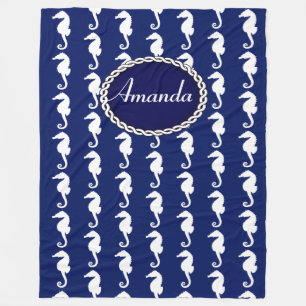 Seamless Seahorse Pattern Fleece Blanket