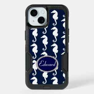 Seamless Seahorse Pattern iPhone 15 Case