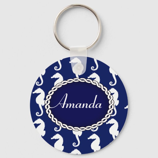 Seamless Seahorse Pattern Keychain (Front)
