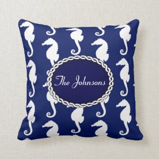 Seamless Seahorse Pattern Throw Pillow