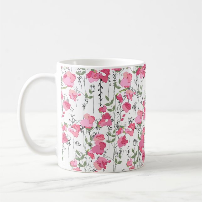 Seamless season pattern with sweet pea. Endless te Coffee Mug (Left)