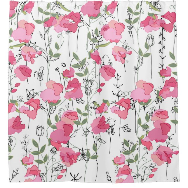 Seamless season pattern with sweet pea. Endless te Shower Curtain (Front)