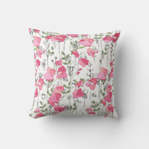 Seamless season pattern with sweet pea. Endless te Throw Pillow