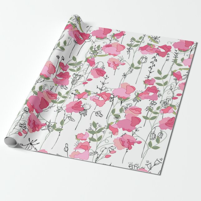 Seamless season pattern with sweet pea. Endless te Wrapping Paper (Unrolled)