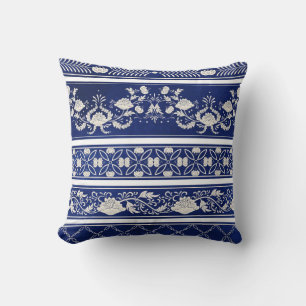 Seamless set of five borders pattern throw pillow