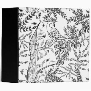 Seamless sketched fairy fantasy unreal bird tree p 3 ring binder