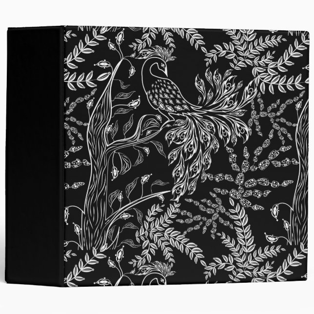 Seamless sketched fairy fantasy unreal bird tree p 3 ring binder (Front/Spine)