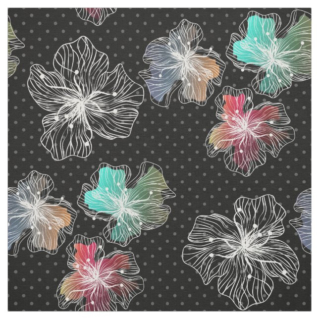Seamless sketched lined flowers abstract modern pa fabric (Swatch)