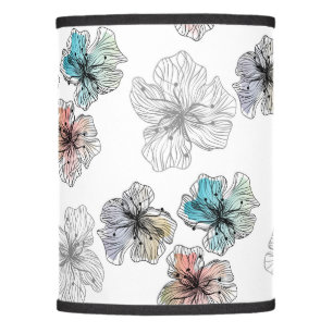 Seamless sketched lined flowers abstract modern pa lamp shade