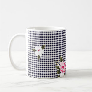 Seamless small checks and flower patternabstract, coffee mug