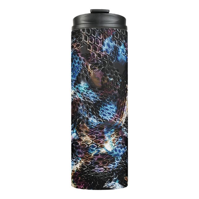 Seamless snake reptile lizard python skin leather thermal tumbler (Front)
