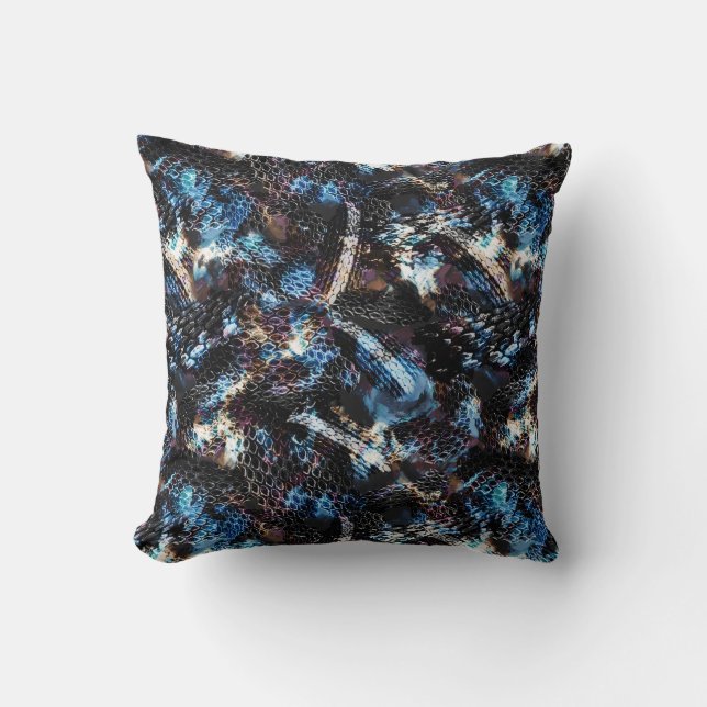 Seamless snake reptile lizard python skin leather throw pillow (Front)