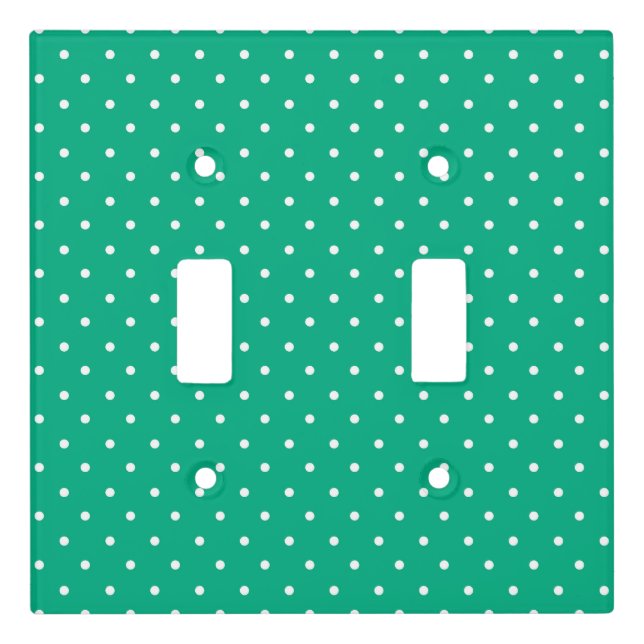 Seamless solid teal polka dot pattern light switch cover (Front)