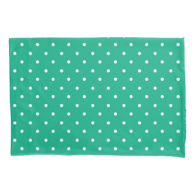 Seamless solid teal polka dot pattern pillow case (Front-Left)