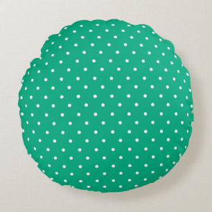 Seamless solid teal polka dot pattern round pillow