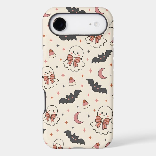 Seamless Spooky Cute Fall Design iPhone Case (Back)