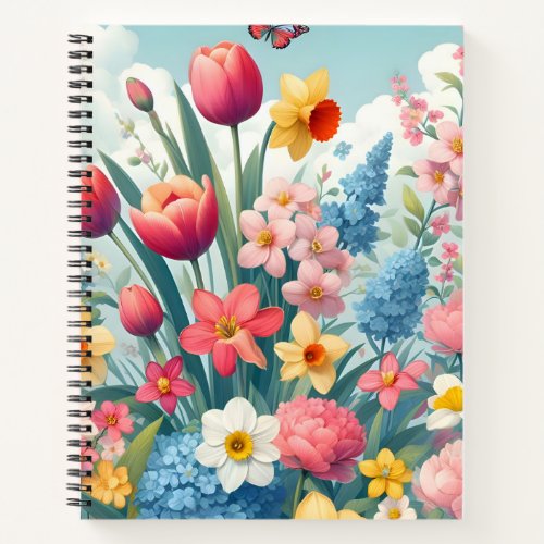 Seamless Spring Garden Notebook