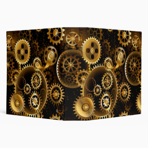Seamless Steampunk Brass Gears 3 Ring Binder