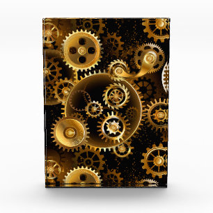 Seamless Steampunk Brass Gears Acrylic Award