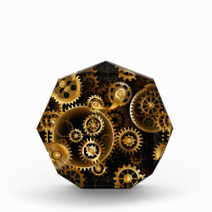 Seamless Steampunk Brass Gears Acrylic Award