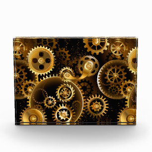 Seamless Steampunk Brass Gears Acrylic Award