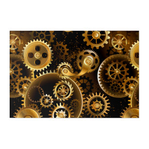 Seamless Steampunk Brass Gears Acrylic Print