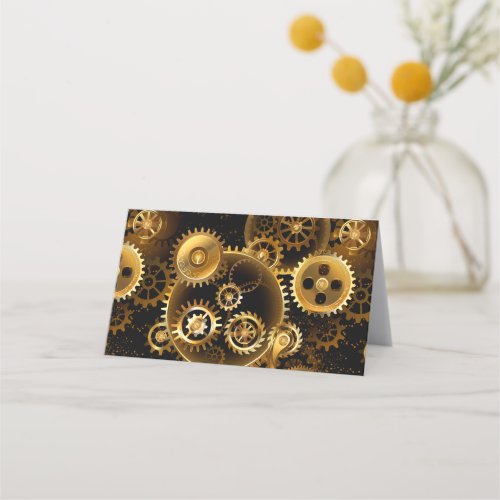 Seamless Steampunk Brass Gears Appointment Card