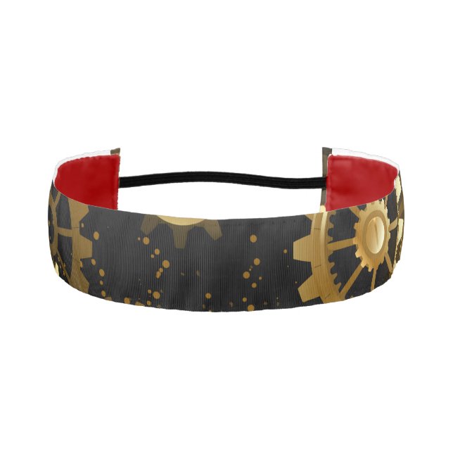 Seamless Steampunk Brass Gears Athletic Headband (Front)