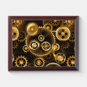 Seamless Steampunk Brass Gears Award Plaque