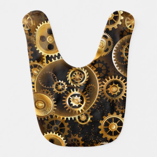 Seamless Steampunk Brass Gears Baby Bib