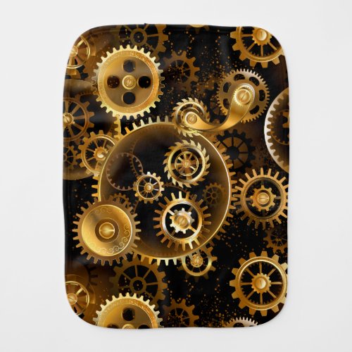 Seamless Steampunk Brass Gears Baby Burp Cloth