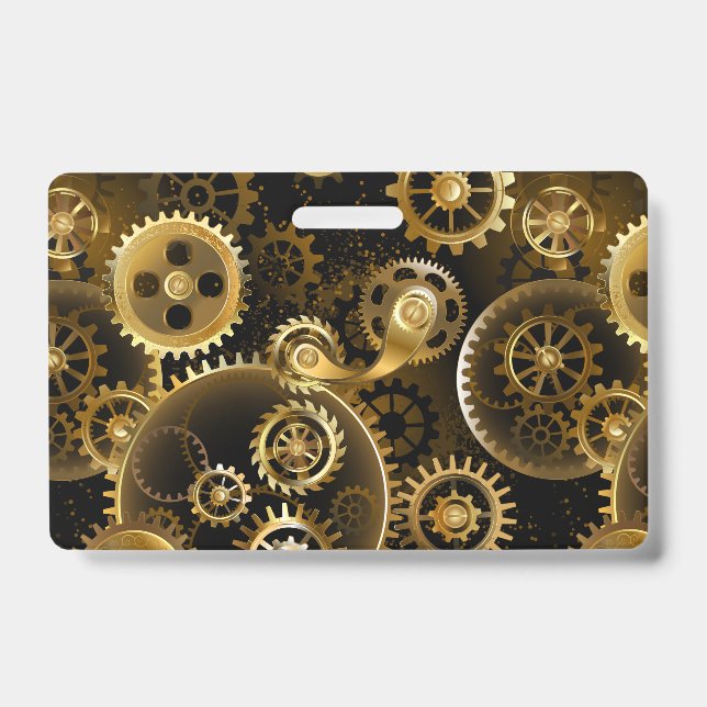 Seamless Steampunk Brass Gears Badge (Front)