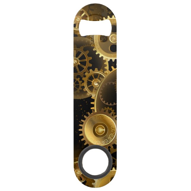 Seamless Steampunk Brass Gears Bar Key (Front)